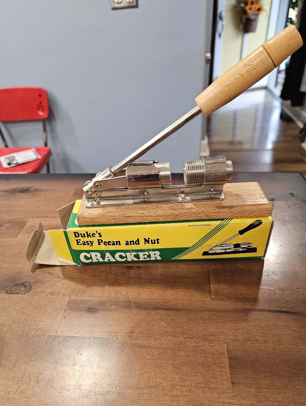 Duke's Easy Pecan and Nut Cracker #100 Tabletop Hand Crank Wood Base with Box